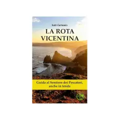 Copertina del libro "La Rota Vicentina", guida al **sentiero dei pescatori** con scogliere mozzafiato al tramonto.