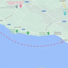 Maldive del Salento: la mappa mostra Torre Mozza, Lido Marini, Torre Pali, Spiaggia Marina di Salve, Lido ELITE, Spiaggia di Pescoluse, Marina di Pescoluse e Torre Vado.
