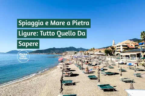 Spiagge di sabbia in Liguria, con lettini e ombrelloni pronti per accogliere i bagnanti. Il mare azzurro e la costa animata invitano al relax.
