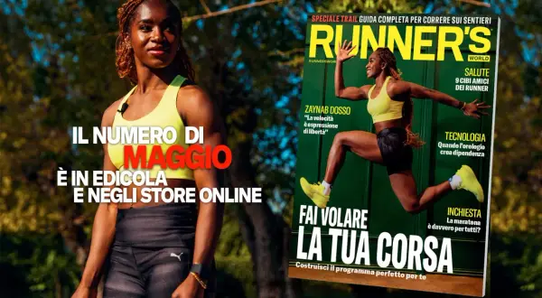 Donna in posa per la copertina di Runner's World, con focus su running e benessere. L'Emilia-Romagna ispira la corsa.