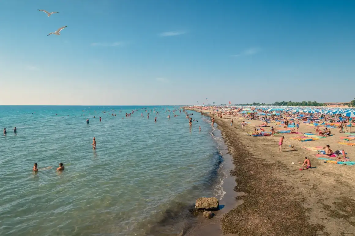 Gente in acqua e sulla sabbia, ombrelloni colorati e gabbiani in volo sulle spiagge friulane.