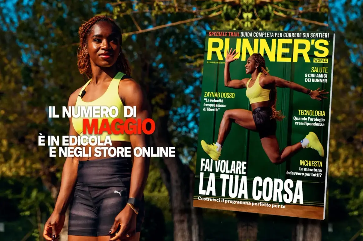 Donna in posa per la copertina di Runner's World, con focus su running e benessere. L'Emilia-Romagna ispira la corsa.